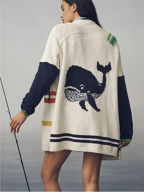 Anthropologie Maeve Nautical Buoy Cardigan Sweater